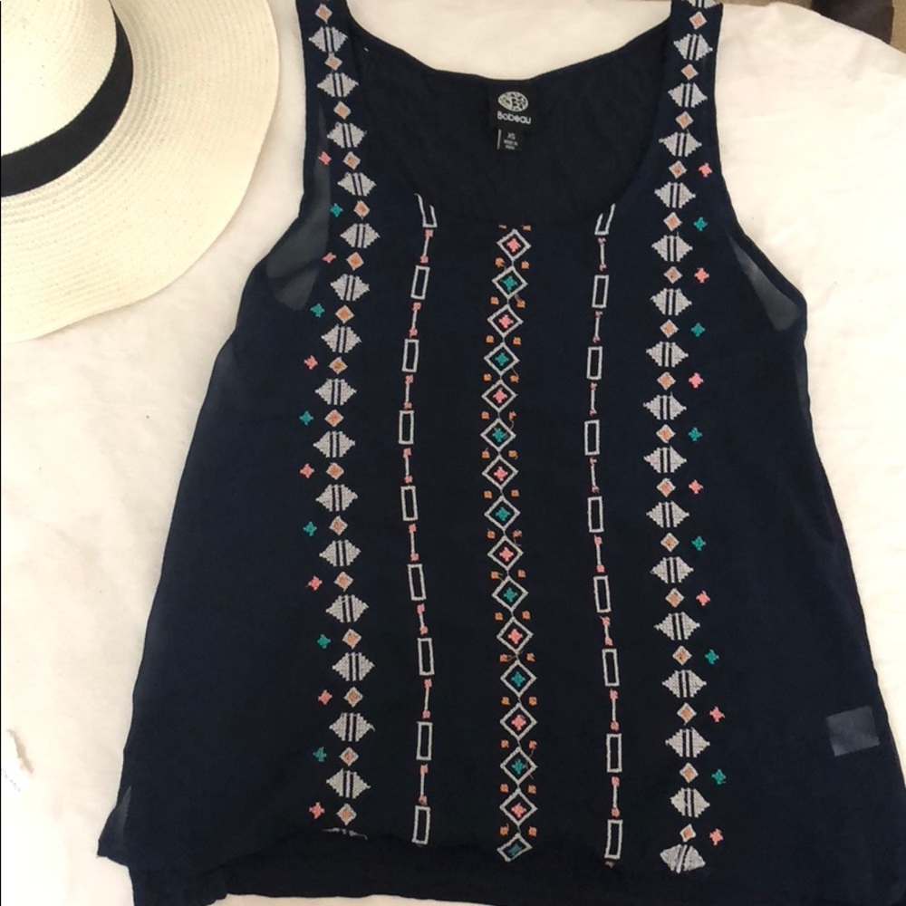 Patterned Blue Tank Top 